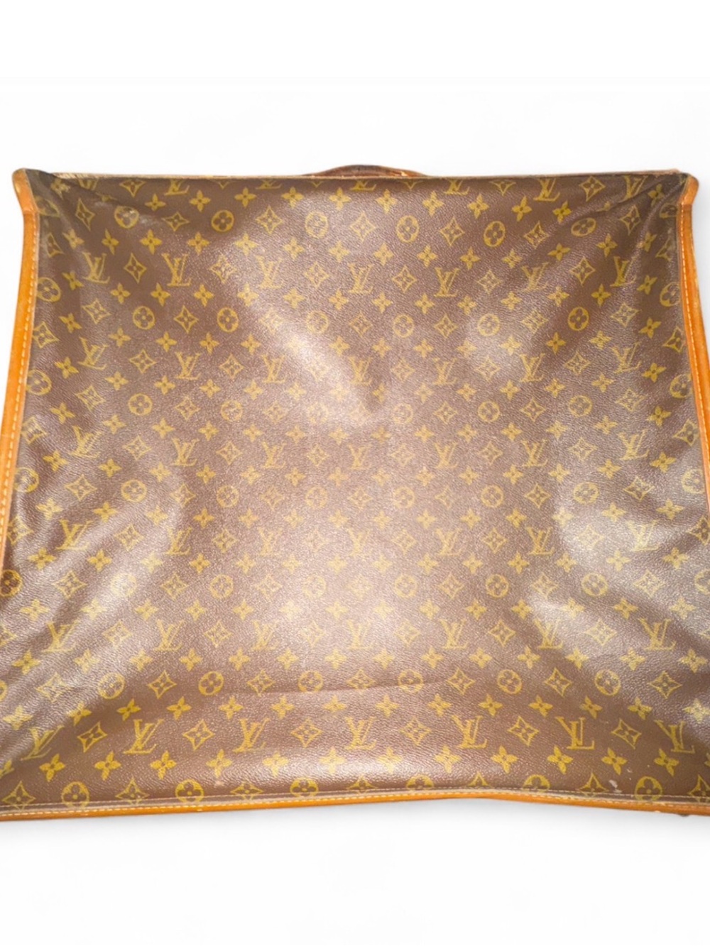 Louis Vuitton Monogram Suitcase and Garment bag in Brown and Tan Trim